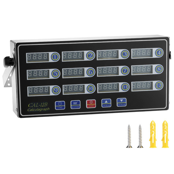 QWORK 12 Channel Multi-Timer Kitchen Clock, LED Digital Cooking Timer, Loud Alarm
