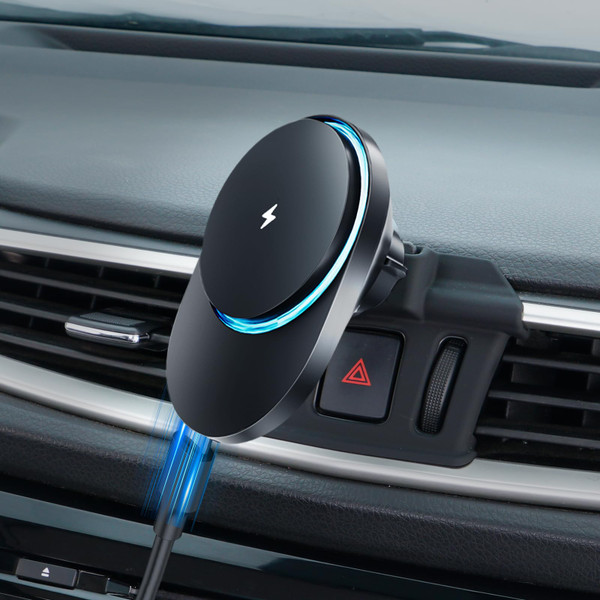CLEC for Nissan Rogue 2014-2020 Magnetic Wireless Car Charger Phone Holder Mount Custom Fit for Nissan Rogue 2014-2020 15W Fast Charging Car Phone Holder Wireless Charger