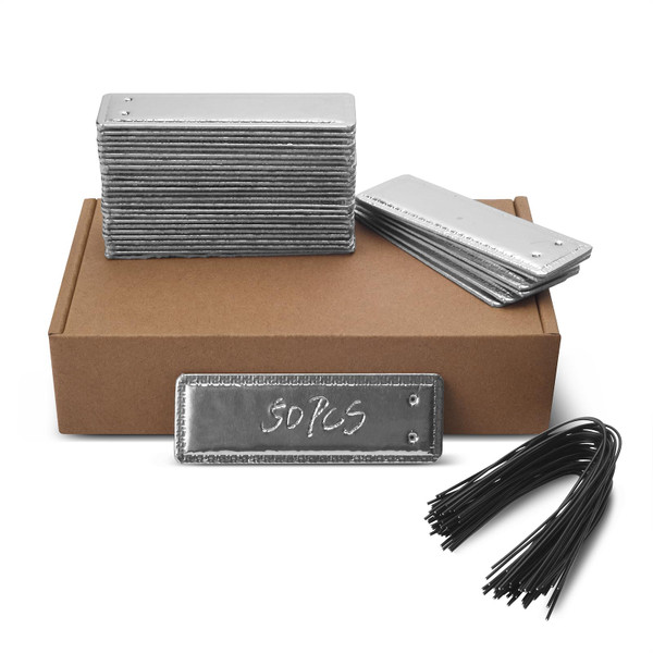 ArlinaL Metal Tags, Aluminum Plant Labels Outdoor Waterproof Plant Markers with 6 Inch Wires, 50 Pack Double-Sided Writable Garden Tags