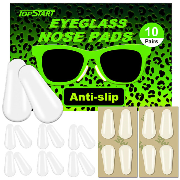 1.6mm Ultra-Thin-19mm Long Silicone Nose Pads for Glasses – Anti-Slip Adhesive Replacement Nose Pads, with Super Sticky Backing for Eyeglasses, Sunglasses & Blue Light Glasses