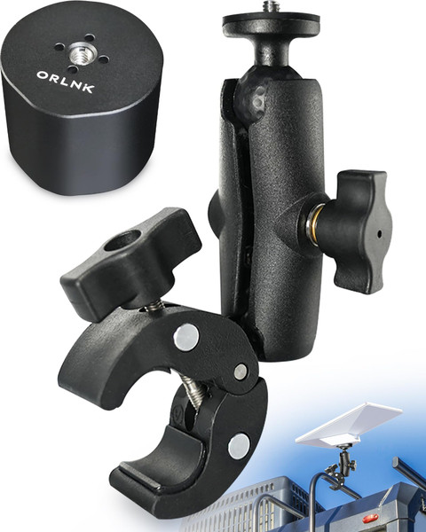 [New Version] Starlink Mini Mount (Easy-to-Tighten Heavy-Duty) Ladder Roof Rail Pole for RV Camper Boat Guardrails, with Adjustable Clamp, New Adapter ORLN'K SE