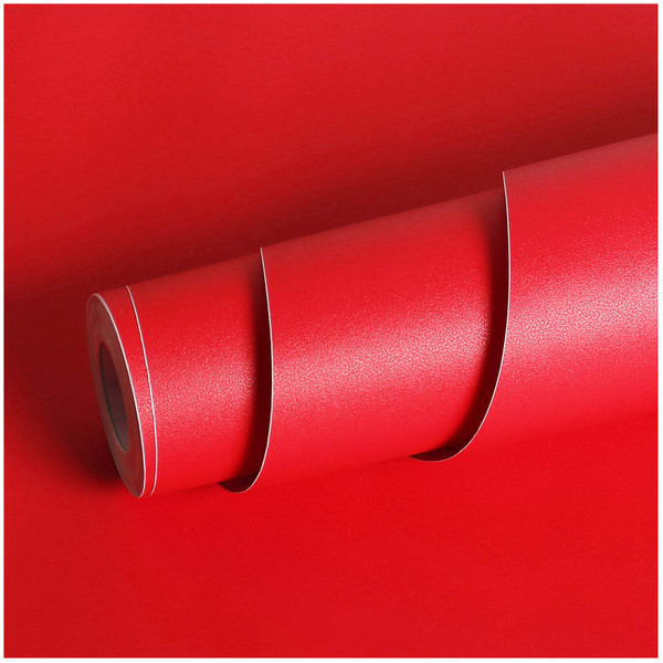 Livelynine Red Contact Paper Peel and Stick Roll Self Adhesive Vinyl Wrap Removable Wallpaper Waterproof Countertops Shelf Liners Cabinets Old Furniture Crafts Wall Paper Decorations 15.8x78.8'