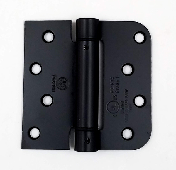 Spring Hinges 4 Inch with 5/8 Inch Square Corner, Self Closing Adjustable, Flat Black, 2 Pack