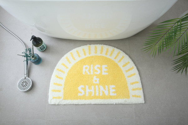 AllLove4U Creative Semicircle Half Round Soft Plush Bath Mat Anti-Slip Bathroom Indoor Mats Sitting Room Doormats Room Rugs Bathmat Home Decor (Yellow)