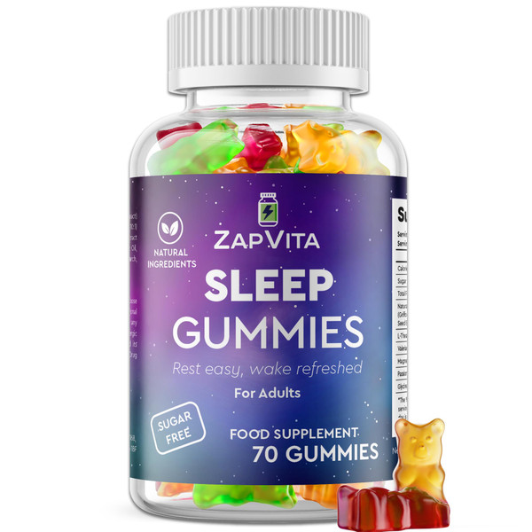 ZAPVITA Sleeping Aid for Adults – 70 Extra Strong Natural Sleep Gummies with L-Theanine & Magnesium – Herbal Sleep Gummies for Adult Restful Sleep & Relaxation – Night Time Support ZAPVITA Sleeping Aid for Adults – 70 Extra Strong Natural Sleep Gummies with L-Theanine & Magnesium – Herbal Sleep Gummies for Adult Restful Sleep & Relaxation – Night Time Support