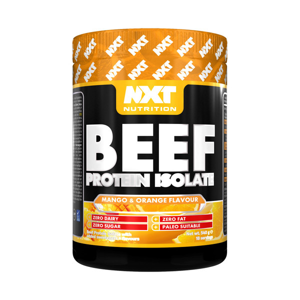 NXT Beef Protein Isolate 540g - High Protein Powder in Natural Amino Acids - Paleo, Keto Friendly - Dairy and Gluten Free | 540g | Mango & Orange