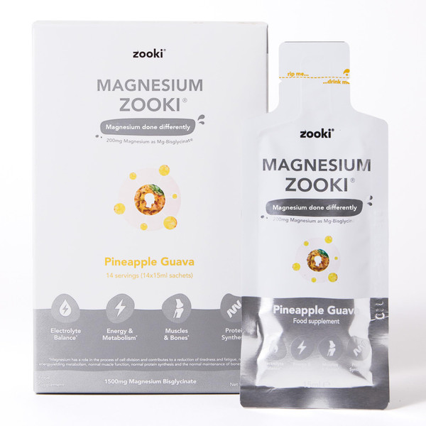 Zooki 1500mg Liposomal Magnesium Bis-Glycinate Liquid Sachets, 200mg Elemental Magnesium | 4x Higher Absorption | Sleep, Stress, Muscle Function, Cramps, Heart Health (Pineapple Guava flavour 14x15ml) Zooki 1500mg Liposomal Magnesium Bis-Glycinate Liquid Sachets, 200mg Elemental Magnesium | 4x Higher Absorption | Sleep, Stress, Muscle Function, Cramps, Heart Health (Pineapple Guava flavour 14x15ml)
