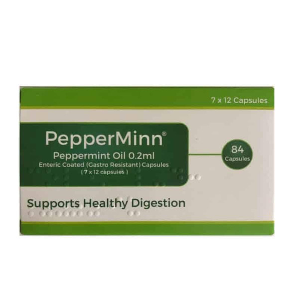 Peppermint Enteric Coated Oil - 84 Soft Gel Capsules (0.2ml Each), Gastro-Resistant Natural Soothing Mint Sealed in Hygienic Blister Strips Supports Healthy Digestion