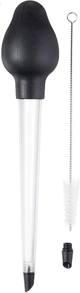 Tovolo Turkey Baster with Cleaning Brush Dripless Angled Tip for Cooking Turkey Ham Roasting Basting, Large Easy to Use Silicone Kitchen Bulb Baster Dishwasher Safe BPA Free Heat Resistant