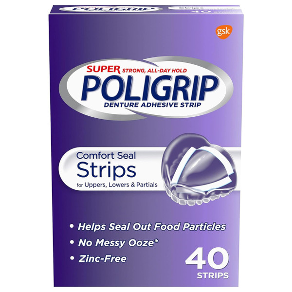 Poligrip Comfort Seal Strips Denture Adhesive, 40 Strips