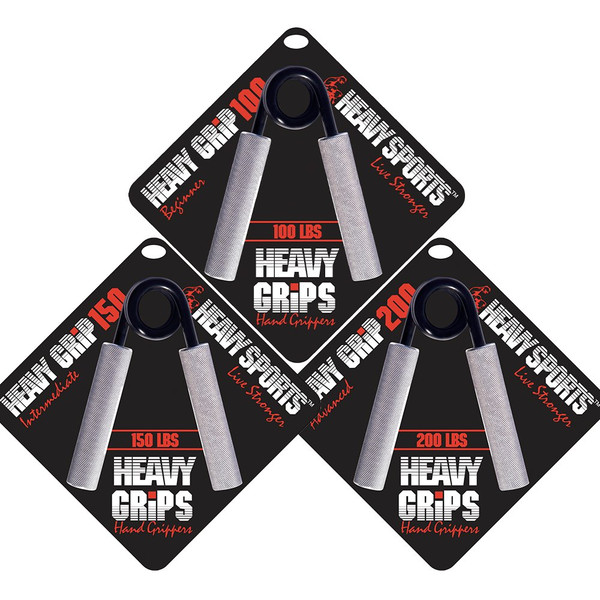 Heavy Grips Hand Grippers - Set of 3 Non-Slip - 100lb, 150lb, 200lb – Effectively Train Your Hand Grip Strength - Targeted Forearm, Wrist & Hand Exercises – Advanced Hand Grip Strengtheners