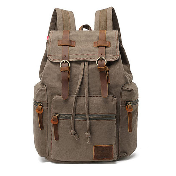 AUGUR High Capacity Canvas Vintage Backpack - for School College Hiking Travel 12-17" Laptop