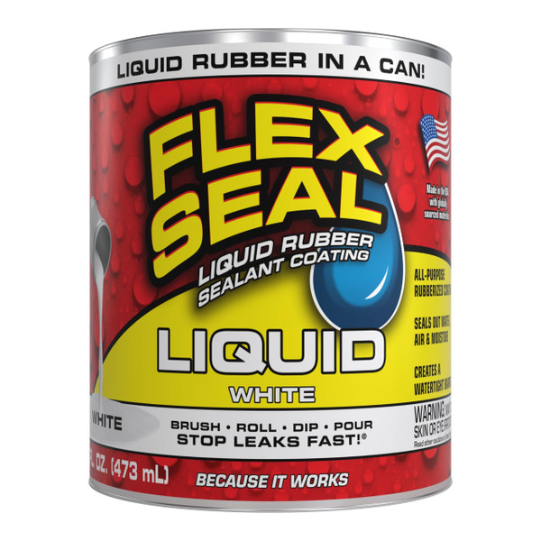 Flex Seal Liquid, Rubber Coating Sealant, Waterproof, Flexible, Breathable, and UV Resistant, Roof Repair, Basements, RV, Campers, Trailers, Marine, EPDM, Masonry, White, 16 oz