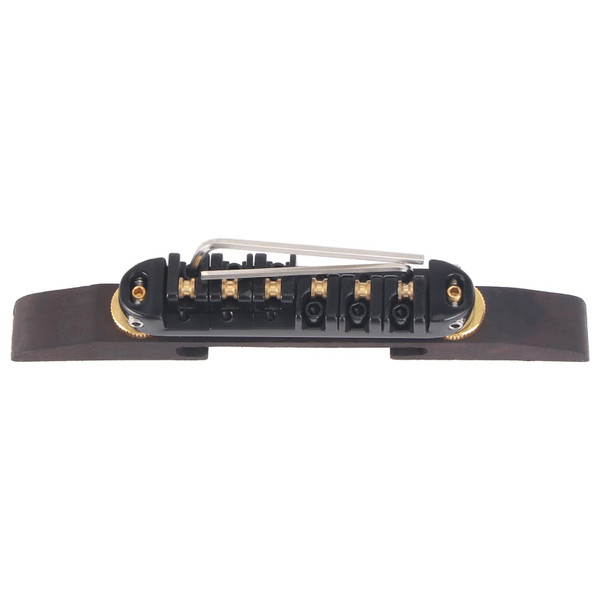ULTNICE Archtop Jazz Guitar Bridge with Gold Roller Saddles Rosewood Black B-20