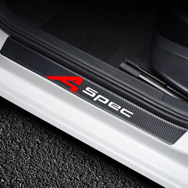 4Pcs Car Door Sill Protector for RLX/MDX/ZDX/TLX/TL/RDX Series Accessories Fit for A SPEC, Carbon Fiber Leather Door Sill Sticker, Decoration Door Sill Scuff Plate Sticker for Auto Truck SUV