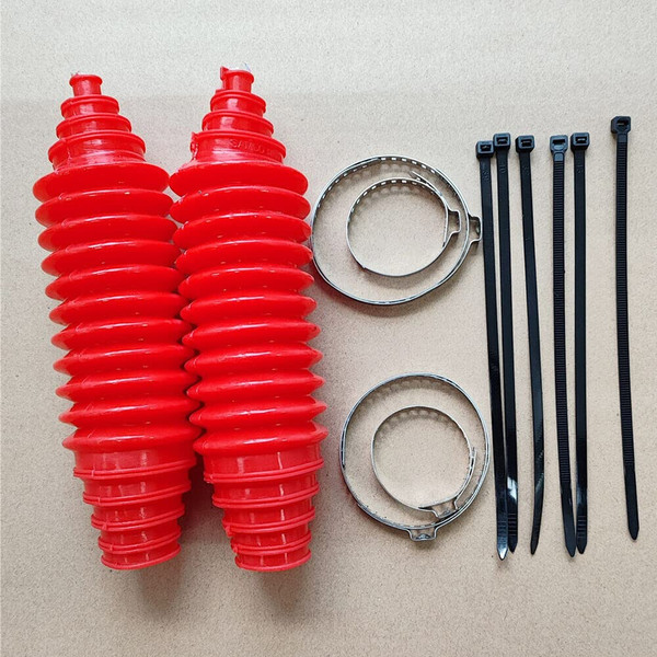 TEAMWILL Universal Silicone Rack and Pinion Steering Boot Pinion Boot Gaiter Kit Red-
