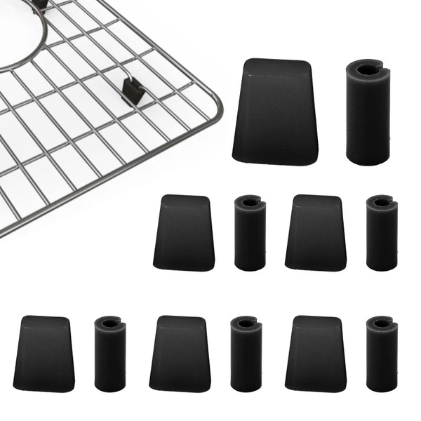 Waziaqoc 40 Pcs Sink Rack Feet Protective Rubber Bumpers Feet, Black Kitchen Sink Grid Feet for Kitchen Sink Wire Rack Replacement Parts