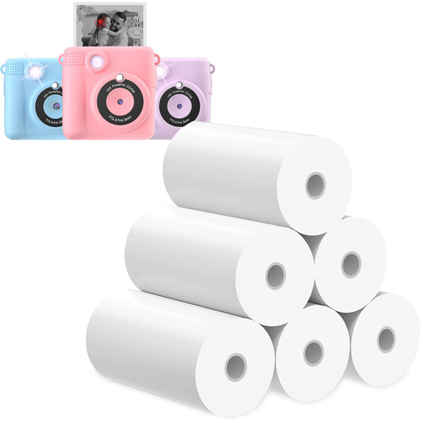 Printer Paper,6 Rolls for Kids Instant Print Camera,HD Printing Thermal Print Paper (6 Rolls)