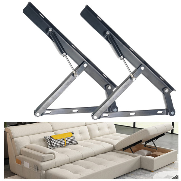 Storage Ottoman Hardware,Hydraulic Ottoman Hinge,Scissors Hinge Large,DIY Furniture Hardware, Black (2pcs)