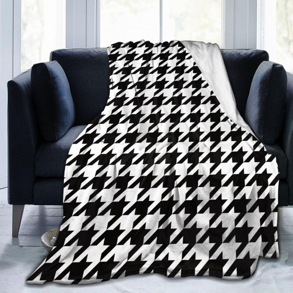 Perinsto Houndstooth Pattern Throw Blanket Ultra Soft Warm All Season Decorative Fleece Blankets for Bed Chair Car Sofa Couch Bedroom 60"X50"