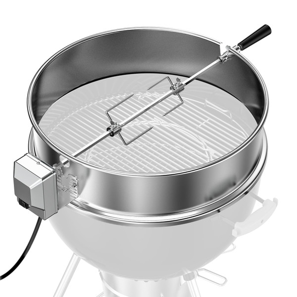 Skyflame Charkettle Stainless Steel Rotisserie Ring Kit for 21 1/2–22 1/2 inch Outer Diameter Charcoal Kettle Grills, Compatible with Weber 2290 and Other Models