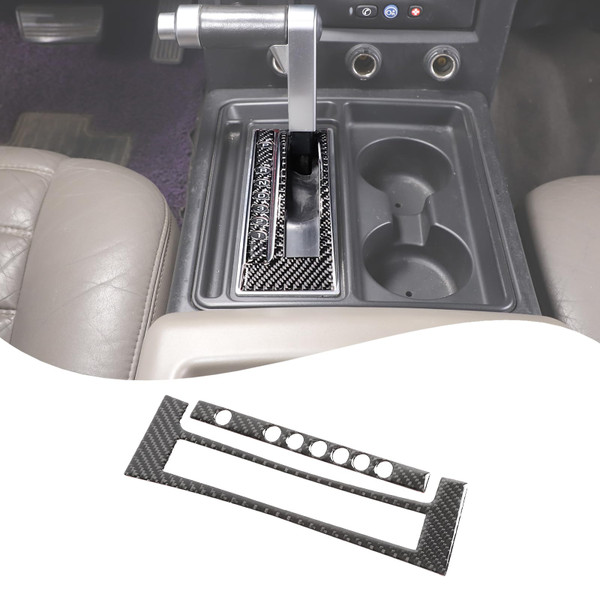 Lcojicep Gear Shift Panel Cover Trim Compatible with Hummer H2 2003-2007 Real Soft Carbon Fiber Center Control Gear Shift Anti-Scratch Panel Frame Trim Cover Protection Sticker Accessories