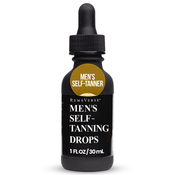 RemeVerse Men’s Self-Tanning Drops - Achieve Natural-Looking Even Skin Tone with Customizable Sunless Tanner for Men - Post-Shave Skin Protection - Ideal for All Skin Types and Tones - 1 oz