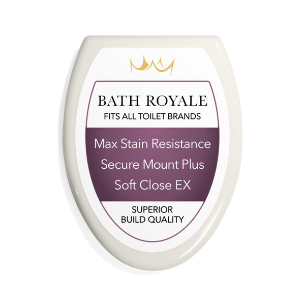 Bath Royale Elongated Toilet Seat BR501-01 Quiet Close, Stain-Resistant and Easy to Keep Clean, Heavy Duty, Fits All Toilet Brands, Executive Series -Biscuit/Linen