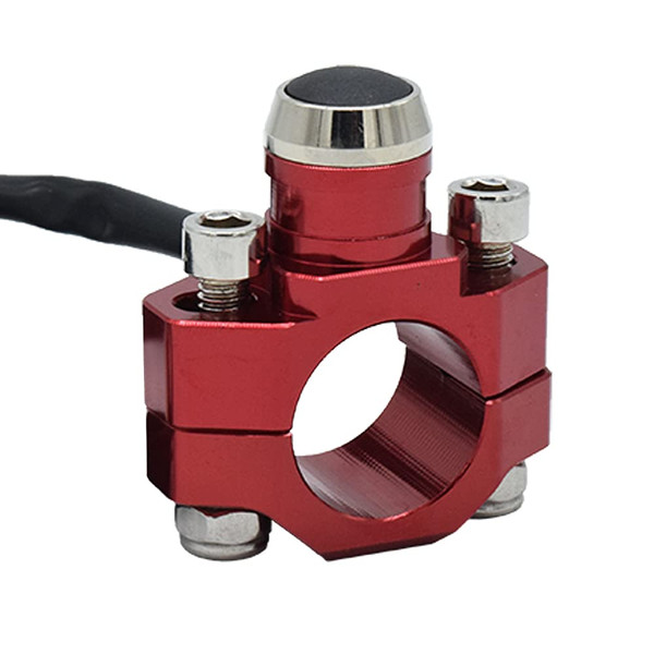 CNC Aluminum 7/8" Motorcycle Handlebar Control Horn Start Switch Button Momentary Action with Two Bullet Connectors Red