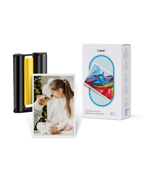 Liene Amber M100/M200/M110/M210 4x6'' Photo Printer 40 Sheets Photo Paper & 1 Cartridge Refill Only for DHP512/DHP513/DHP514/DHP515
