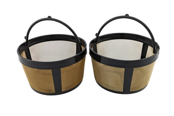 NRP 2-pack 5cup Gold-tone Basket Permanent Coffee Filter Compatible for Krups Coffeemaker, Also fits in Mr Coffee, Hamilton, B&D and MORE, Mini Size #2 Screen Bottom