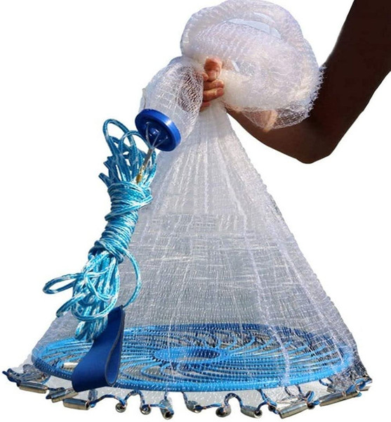 Lawaia Throw Net Saltwater Fishing Cast Net Casting Nets Throw Hand Fishing Net Monofilament Size 7FT Radius
