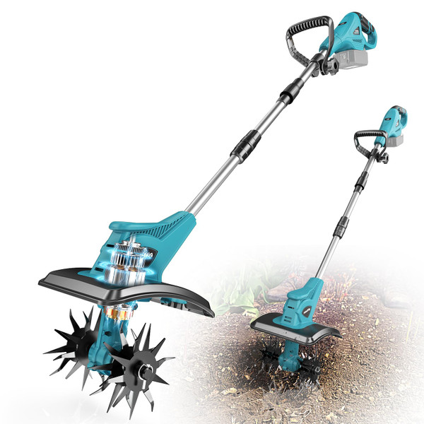 Cordless Tiller Cultivator Compatible with Makita 18V: MtiolHig Tiller for Gardening 360RPM Electric Garden Tiller, Brushless Rototiller 9" Width 6.3" Depth for Lawn/Soil Cultivation (No Battery) Cordless Tiller Cultivator Compatible with Makita 18V: MtiolHig Tiller for Gardening 360RPM Electric Garden Tiller, Brushless Rototiller 9" Width 6.3" Depth for Lawn/Soil Cultivation (No Battery)