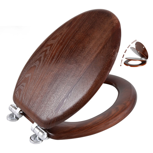 Angel Shield Elongated Wood Toilet Seat with Quiet Close,Easy Clean,Quick-Release Hinges(Elongated,Dark Walnut) Angel Shield Elongated Wood Toilet Seat with Quiet Close,Easy Clean,Quick-Release Hinges(Elongated,Dark Walnut)