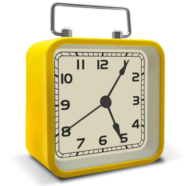 Rohome Small Alarm Clock, Retro Silent Quartz Movement with Night Light, Decorative Vintage Non Ticking Clock for Living Room, Office, Desk, Bedroom, Bedside, Hotel, Shelf, Nightstand (Yellow)