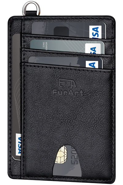 FurArt Slim Minimalist Wallet, Front Pocket Wallets, RFID Blocking, Credit Card Holder for Men-Black