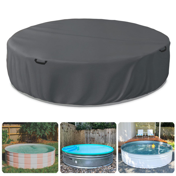 Bitubi 8 Ft Steel Round Stock Tank Pool Cover,Upgraded to Full Coverage to Prevent Rust and Aging(Grey) Bitubi 8 Ft Steel Round Stock Tank Pool Cover,Upgraded to Full Coverage to Prevent Rust and Aging(Grey)