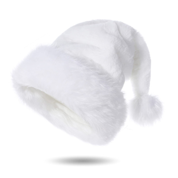 Tokforty Santa Hat, White Santa Hats for Adults, Unisex Velvet Touch Comfort Christmas Hats for New Year Festive Party Christmas Supplies