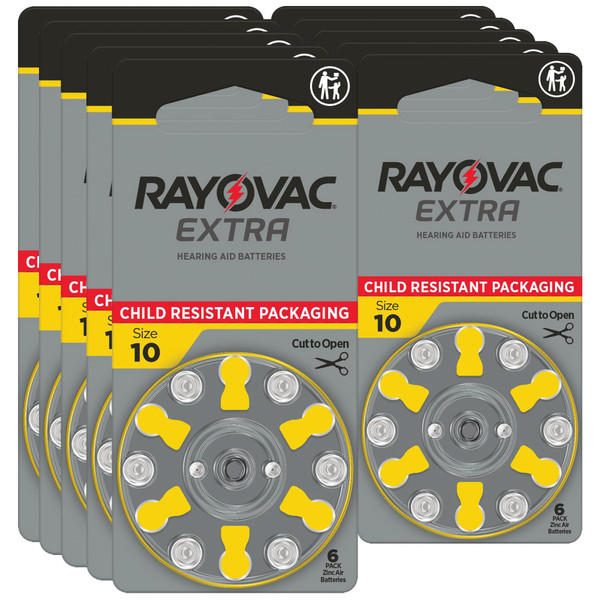 Rayovac Extra Hearing aid Batteries Size 10. Long-Lasting Mercury-Free zinc-air Hearing aid Batteries - 1.45v. (60 Batteries) Rayovac Extra Hearing aid Batteries Size 10. Long-Lasting Mercury-Free zinc-air Hearing aid Batteries - 1.45v. (60 Batteries)