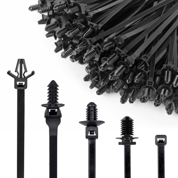 Xislet 160Pcs Nylon Universal Cable Tie Buckle Zip Tie Clips Automotive Rivet Push Mount Zip Ties Compatible with Cars Boat Trailer Polaris UTV Jeep Wrangler Self Locking Zip Tie with Push Pin