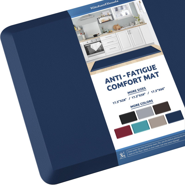 KitchenClouds Kitchen Mat Cushioned Anti Fatigue Kitchen Rug 17.3"x60" Waterproof Non Slip Kitchen Rugs and Mats Standing Desk Mat Comfort Floor Mats for Kitchen House Sink Office (Blue)