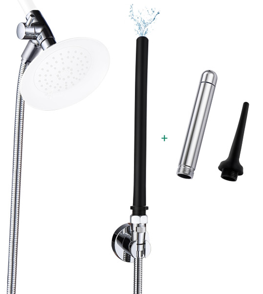 Shower Enema System with Water Control Valve, 100 Inches Hose, Silicone Nozzles Enema Attachment for Men and Women Portable Cleaning, Enema Nozzle Kit Cleaner