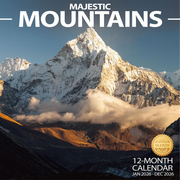 Wall Calendar 2026 Planner Calendar - Majestic Mountain Peaks Hangable Monthly Wall Calendar with Large Blocks for Organizing & Planning, Academic Schedule, Home, Office & family, Thick & Sturdy Paper (12"x24" Open)