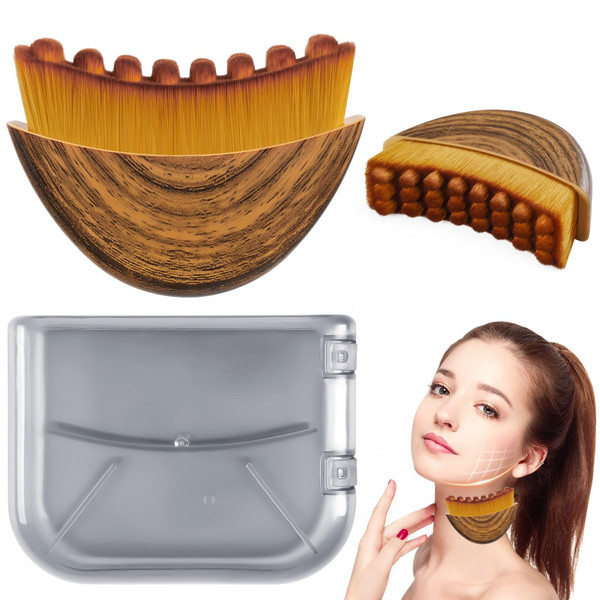 New Lymphatic Contour Face Brush,Lymphatic Drainage Massager for Chin & Neck,Ultra-Soft Bristles Suitable for All Skin Types,Portable Ergonomic Beauty Tool with Travel Case（1 Pcs）