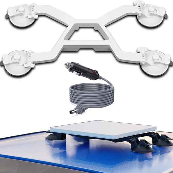 Starlink Mini Mount – Suction Cup Mount & Included 10ft Car Charger Cable | 220lbs Connection Strength | Starlink Mini Accessories Car, RVs, Boats (White)