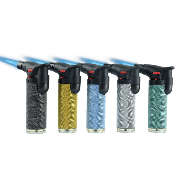 Taughch 5 Pack Butane Torch Lighter Set, Refillable, Jet Flame,Windproof,Adjustable Flame, Safety Lock, Ideal for Candle,Culinary, Crafts, Camping Shining Colors Gas Lighter(Butane Not Included)