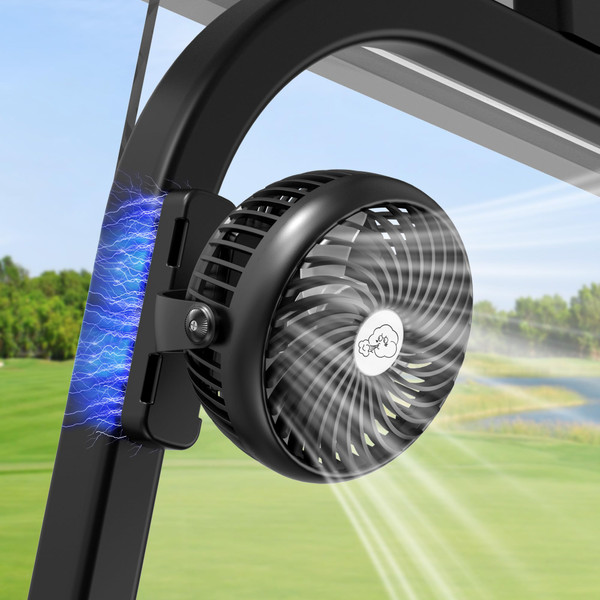 AMACOOL Magnetic Fan for Golf Cart Cruise, Fits EZGO Club Car Yamaha, 5000mAh Rechargeable Portable Fan with 3 Speeds, 40HRS Running, Golf Cart Essential Cruise Travel Accessories Gifts 2026