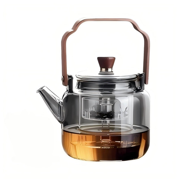Tea Pot with Infuser for Loose Leaf Tea, Glass Teapot Stovetop, Heat Resistant Borosilicate Tea Kettle, Clear, 34oz/1000ml Capacity, Tea Strainer