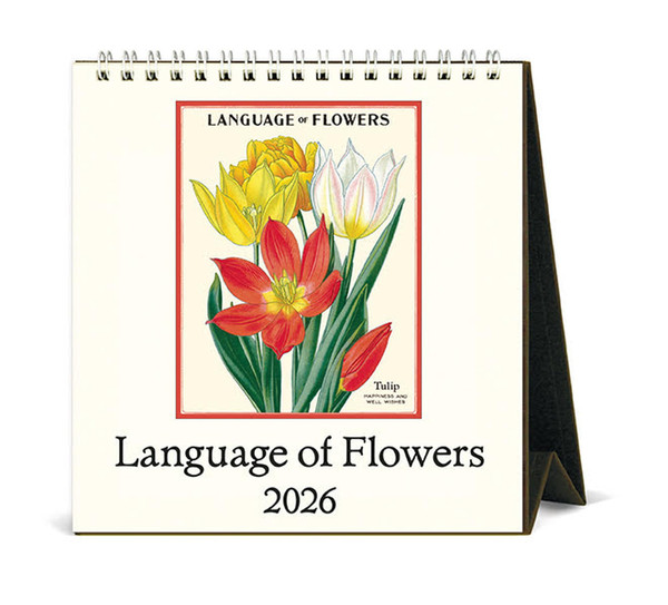 Cavallini 2026 Flowers Easel Desk Calendar, 6x6.5 Inches, 12 Month Page-A-Month Standing Desk Calendar, Ideal for Flower Lovers, Small and Cute