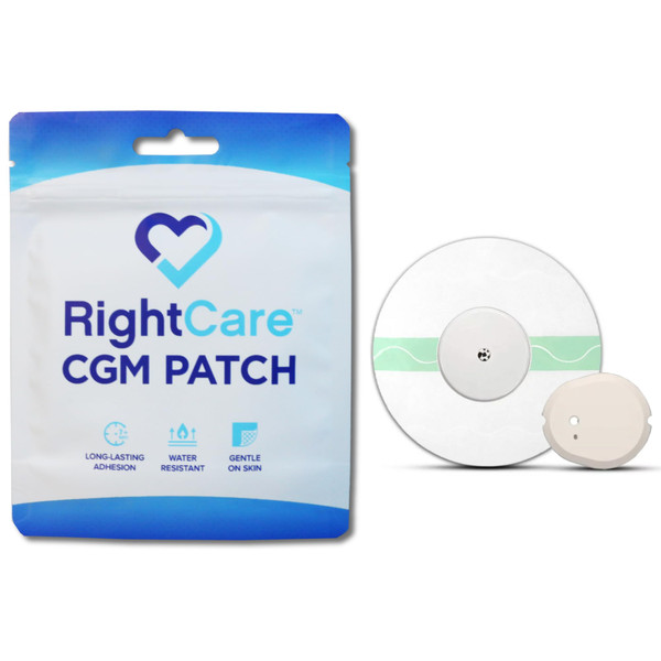 RightCare CGM Adhesive Patch for Libre & Dexcom G7, Clear, Water Resistant Overpatch, Bag of 25